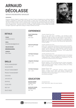 english resume senior engineering manager